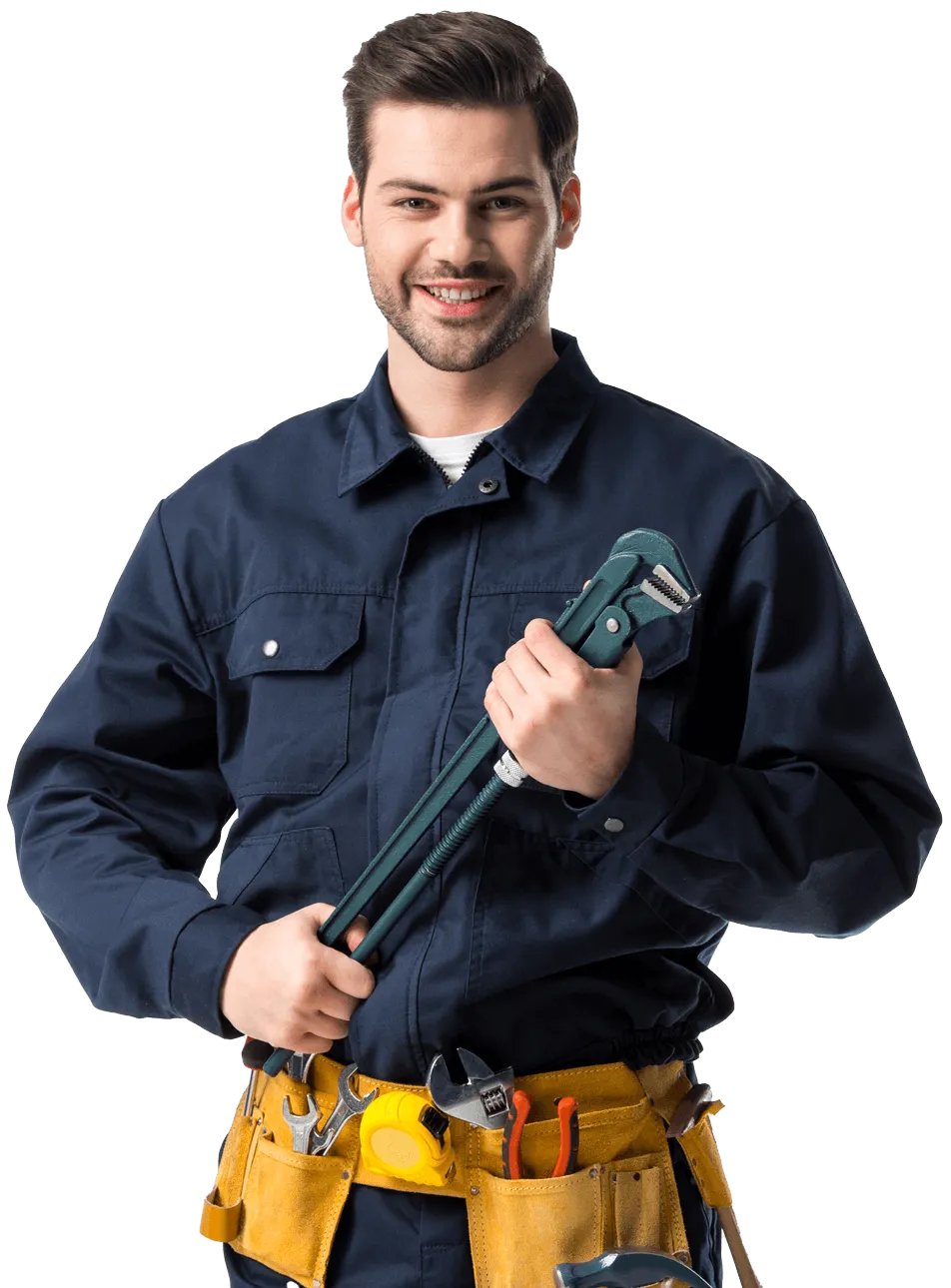 confident handyman wearing uniform with tool belt2